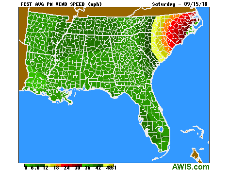 Image of Saturday wind chart