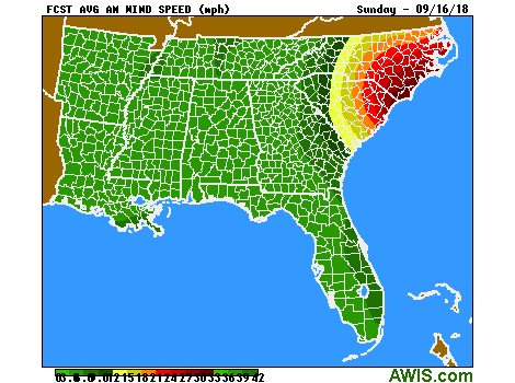 Image of Sunday wind chart